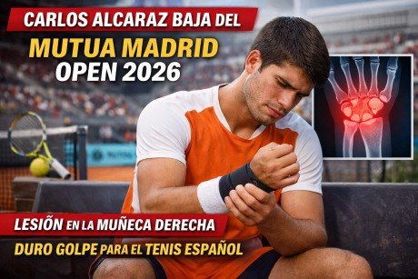 Carlos Alcaraz baja Mutua Madrid Open 2026 por lesión