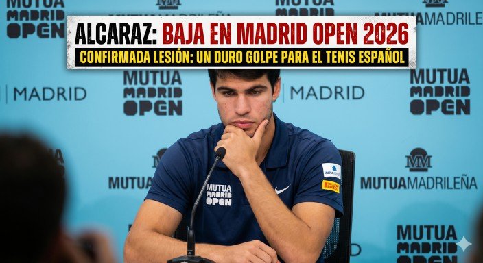 Carlos Alcaraz baja Mutua Madrid Open 2026 por lesión