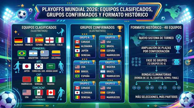 Playoffs Mundial 2026: equipos clasificados, 