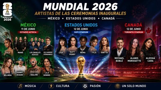 Artistas inauguración Mundial 2026
https://agenciadenoticias.org/