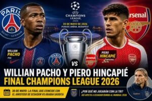 Willian Pacho y Piero Hincapié en la Final de la Champions League 2026