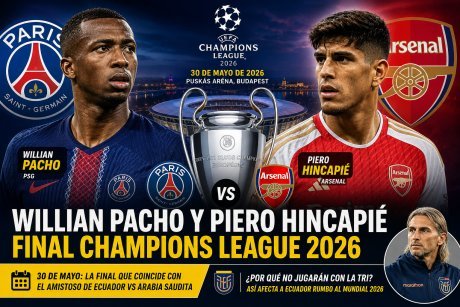 Willian Pacho y Piero Hincapié en la Final de la Champions League 2026