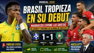 Brasil empata 1-1 con Marruecos en su debut del Mundial 2026, con Vinícius Júnior como figura y Carlo Ancelotti preocupado por el rendimiento de la Canarinha.
