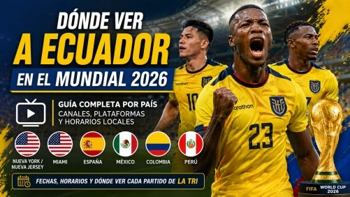 Ecuador en el Mundial 2026: guía para ver todos los partidos de la Tri por TV y streaming en Nueva York, Miami, España, México, Colombia y Perú.