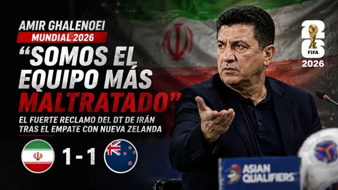 Amir Ghalenoei durante una conferencia de prensa del Mundial de Clubes 2025 criticando el arbitraje tras la derrota de su equipo.