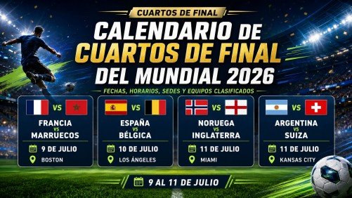 Calendario de cuartos de final del Mundial 2026 con fechas, sedes y partidos confirmados
