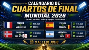 Calendario de cuartos de final del Mundial 2026 con fechas, sedes y partidos confirmados