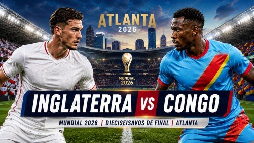 Inglaterra vs Congo Mundial 2026 en Atlanta, previa de dieciseisavos de final con jugadores enfrentados en estadio.